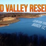 Aerial View of Round Valley Reservoir taken from drone