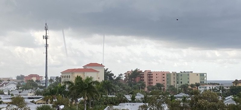 Two waterspouts over the Gulf of Mexico near Indian Shores, FL